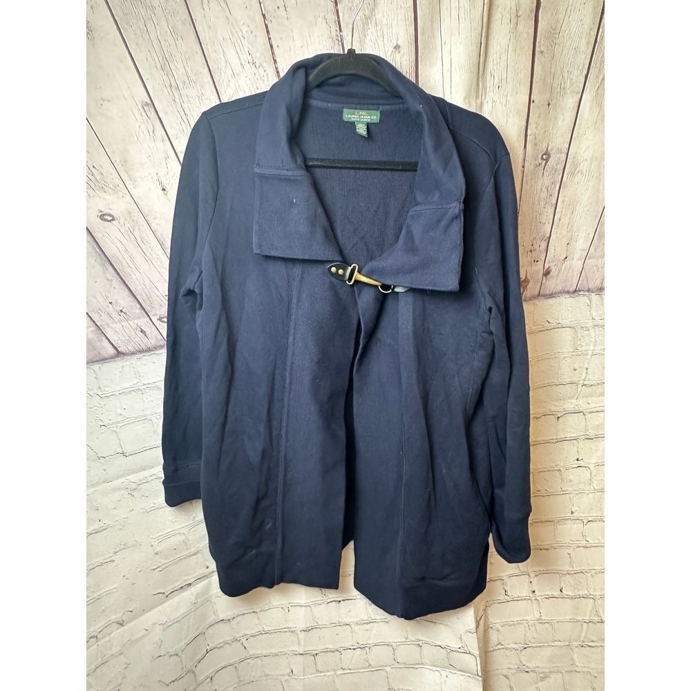 Ralph Lauren Navy Blue cardigan wGold Toggle Closure Classic Professional Jacket